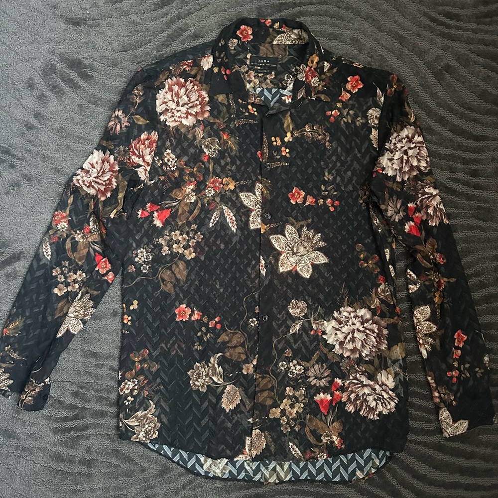 Men’s sheer Print dress shirt
